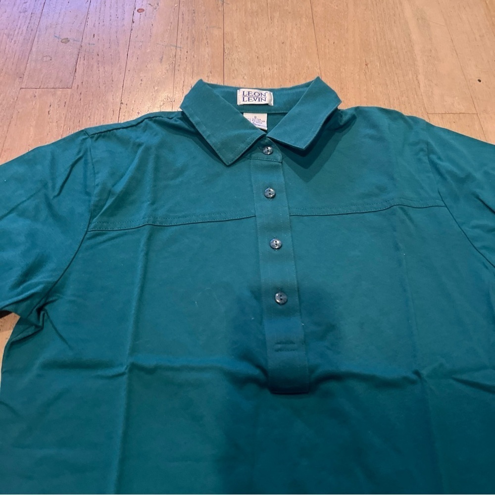 Leon Levine Polo Shirt Women's S Short Sleeve Blouse Green Print - Picture 3 of 3